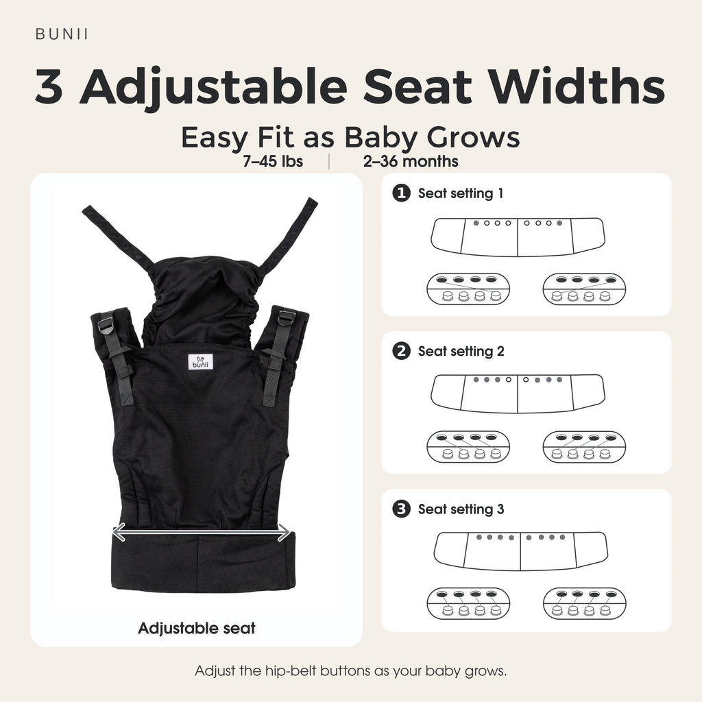 Bunii Baby Carrier - Soft Structured Carrier for Infants & Toddlers (Black)