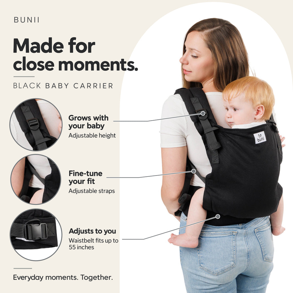Bunii Baby Carrier - Soft Structured Carrier for Infants & Toddlers (Black)