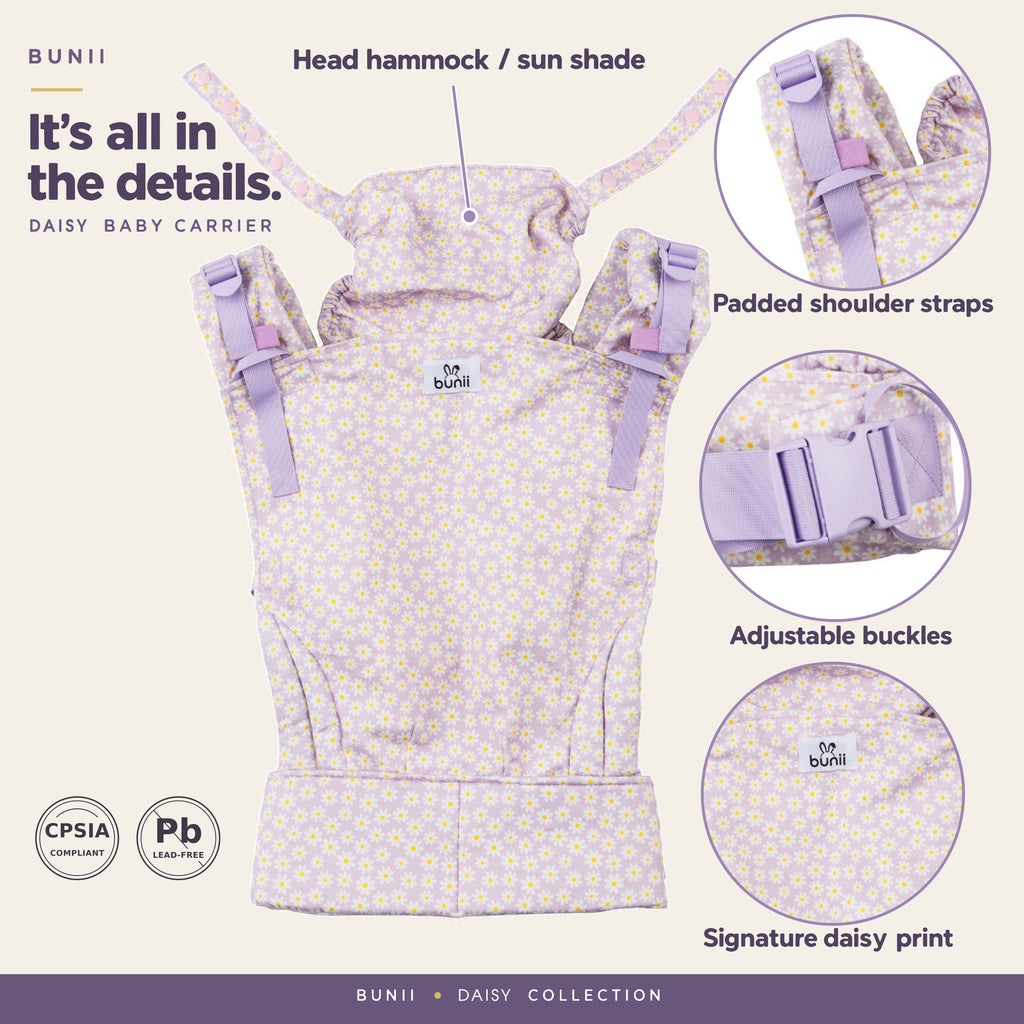 Bunii Baby Carrier - Soft Structured Carrier for Infants & Toddlers (Lavender Daisy)