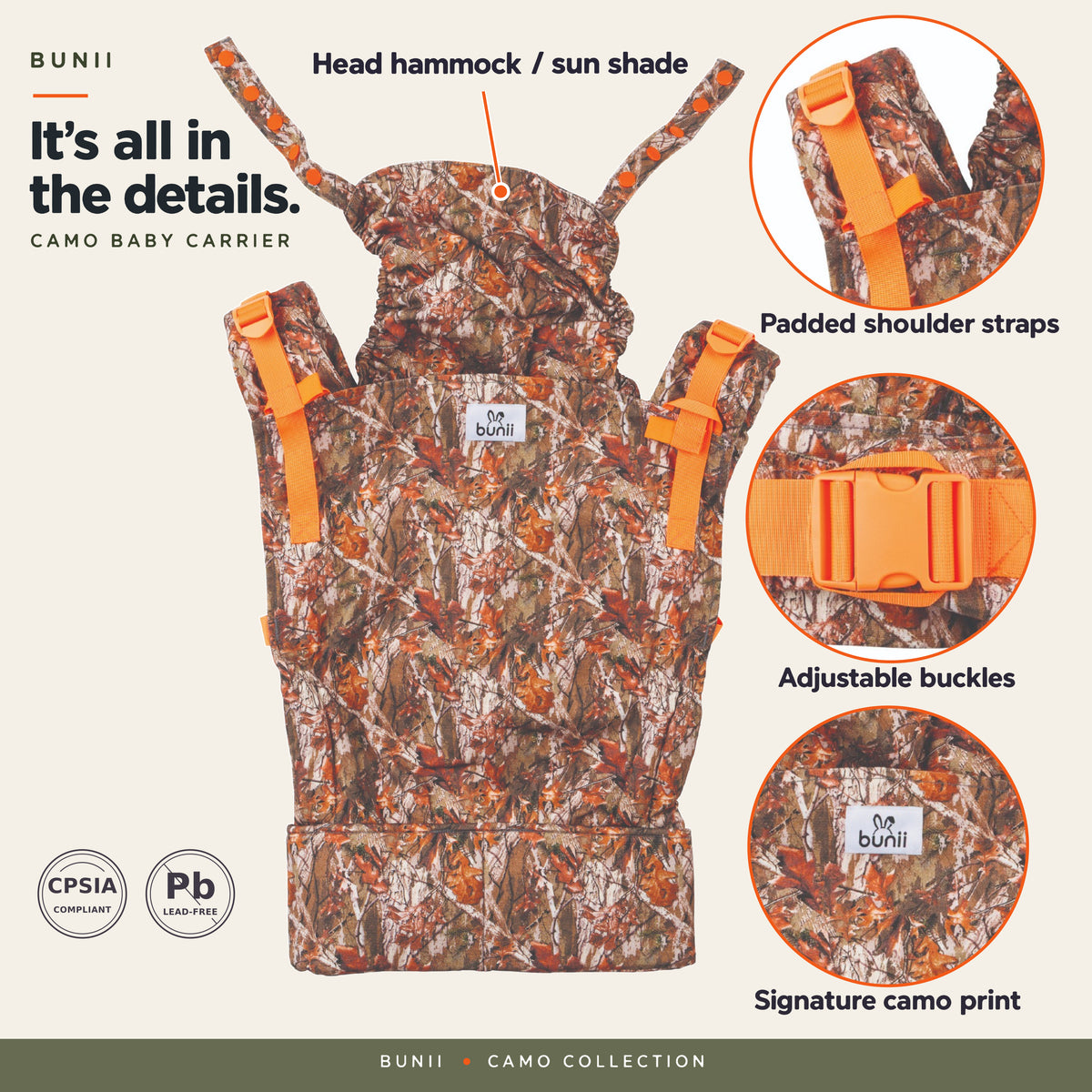 Bunii Baby Carrier - Soft Structured Carrier for Infants & Toddlers (Camo)