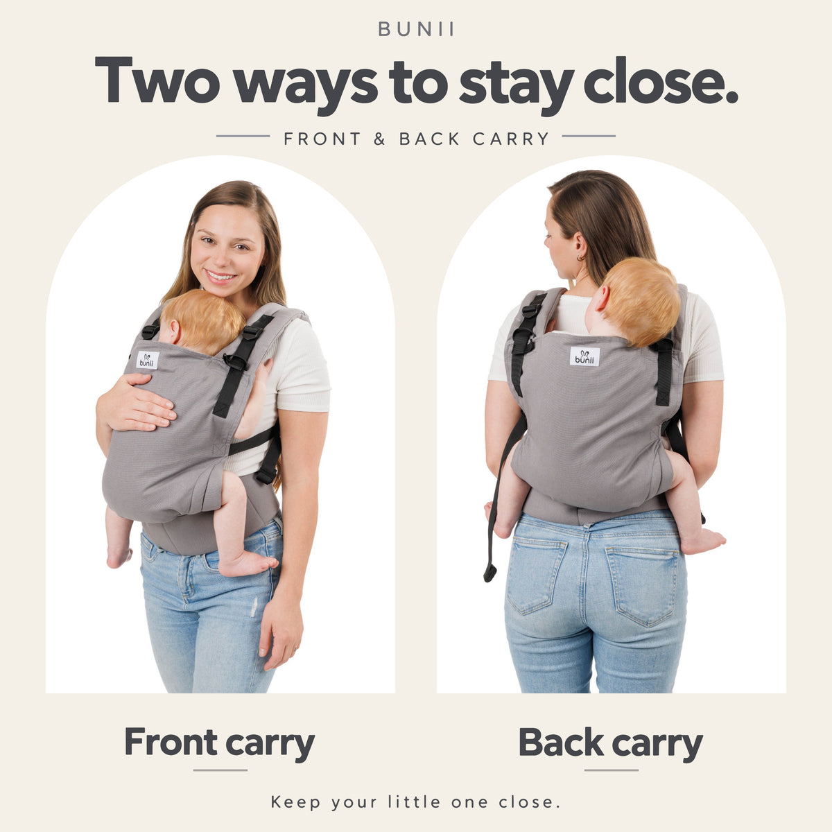 Bunii Baby Carrier - Soft Structured Carrier for Infants & Toddlers (Gray)