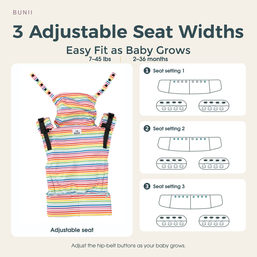 Bunii Baby Carrier - Soft Structured Carrier for Infants & Toddlers (Rainbow Stripes)