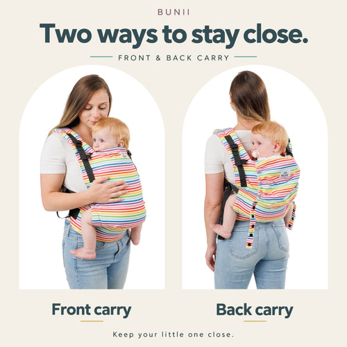 Bunii Baby Carrier - Soft Structured Carrier for Infants & Toddlers (Rainbow Stripes)