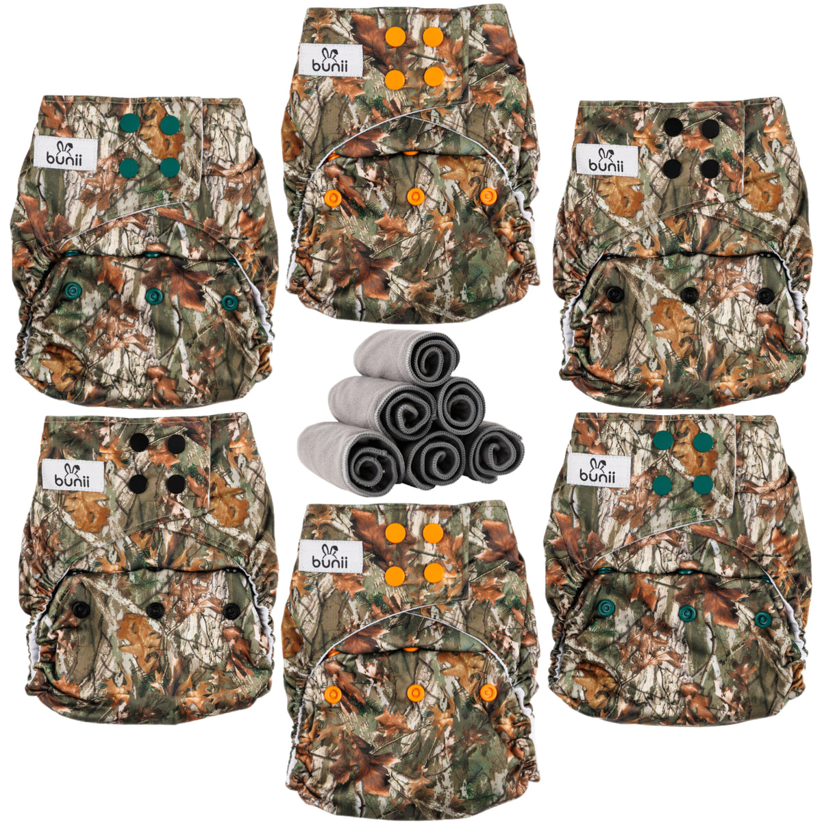 Bunii Cloth Diaper 6-Pack - Camo