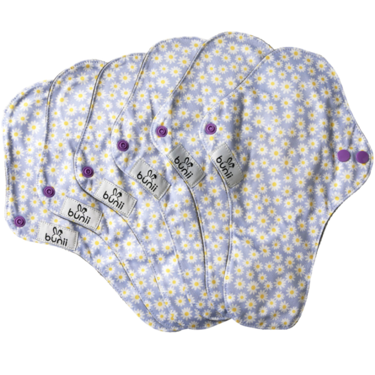 Bunii Reusable Menstrual Pads 6-Pack - Purple Daisy