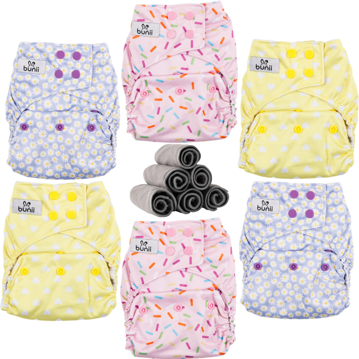 Bunii Cloth Diaper 6-Pack - Spring Pastels