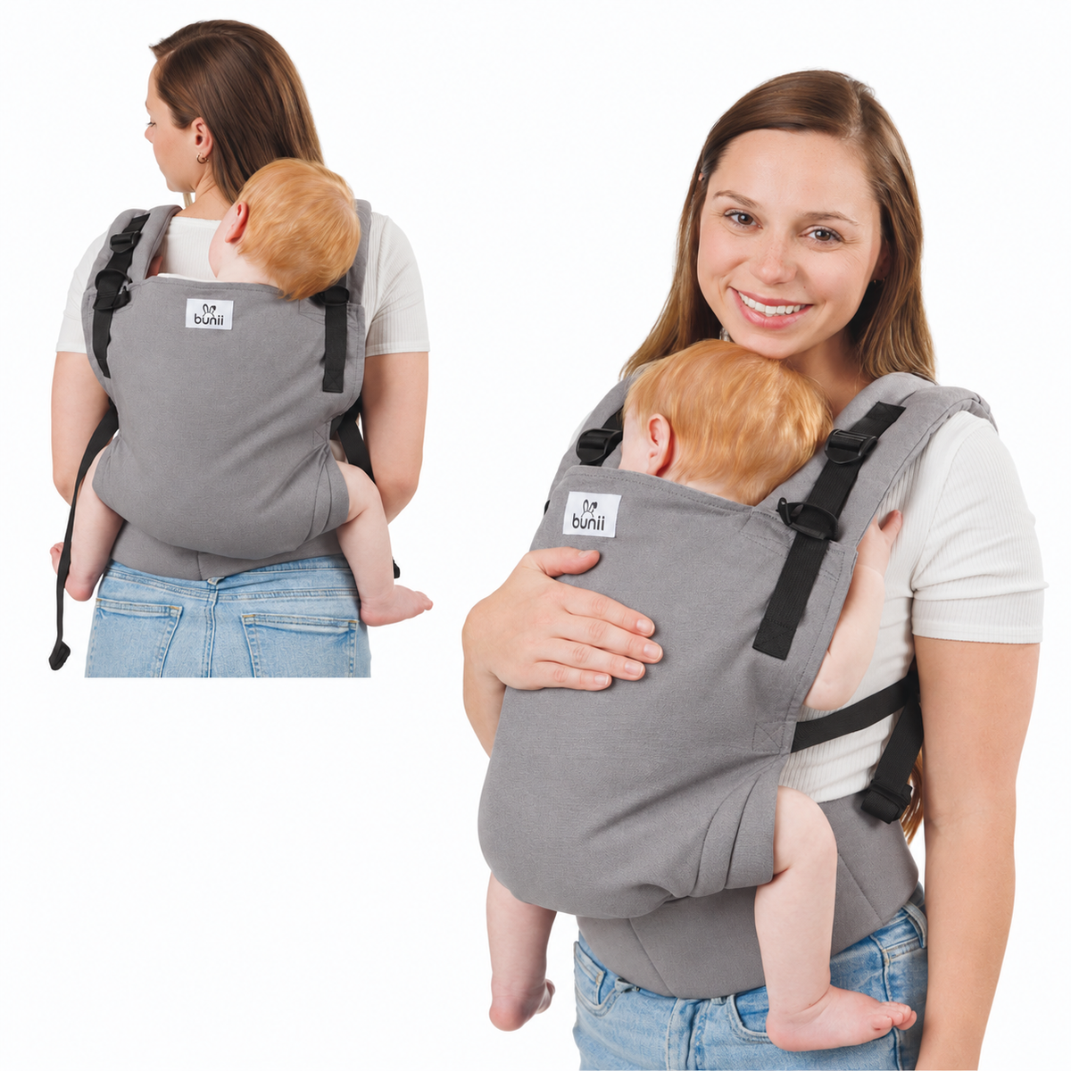 Bunii Baby Carrier - Soft Structured Carrier for Infants & Toddlers (Gray)